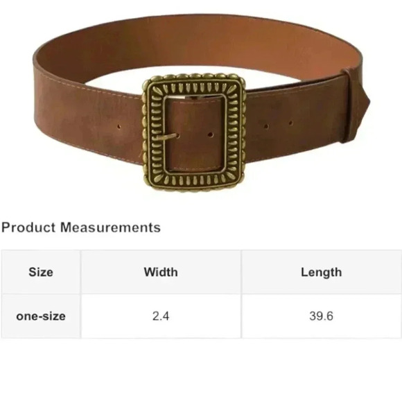 Western Boho Brown Vegan Leather Wide Oversized Belt - Picture 6 of 6